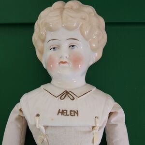 Antique Porcelain Doll Germany Pet Name Helen - Cloth Body 21"